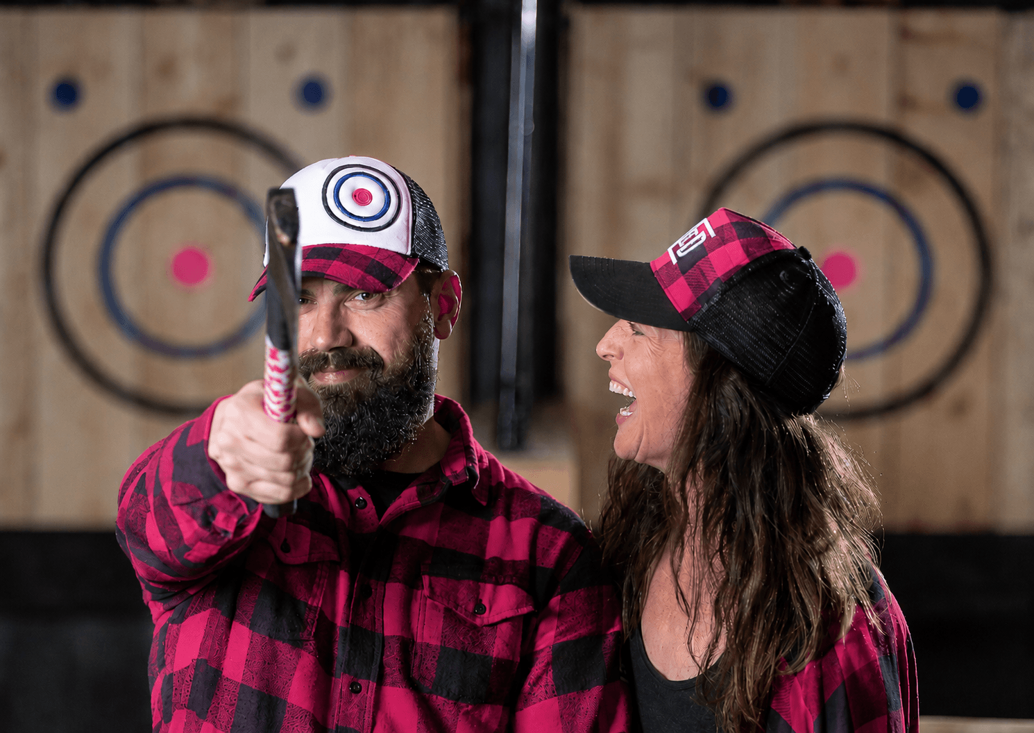 Guests axe throwing at AXED @ The Bunker